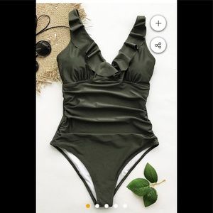 Cupshe army green one piece bathing suit